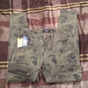 Silver Camo Skinny Cargo Pants